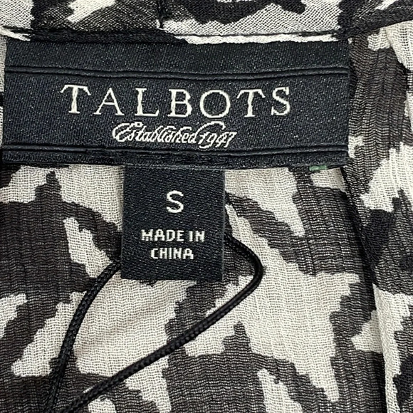 NWT Talbots 100% Silk Houndstooth Blouse with Black Camisole S - Picture 11 of 15